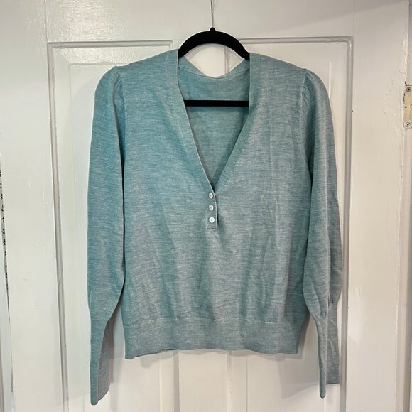 Veronica Beard Inez merino henley pullover M/L - Picture 4 of 8
